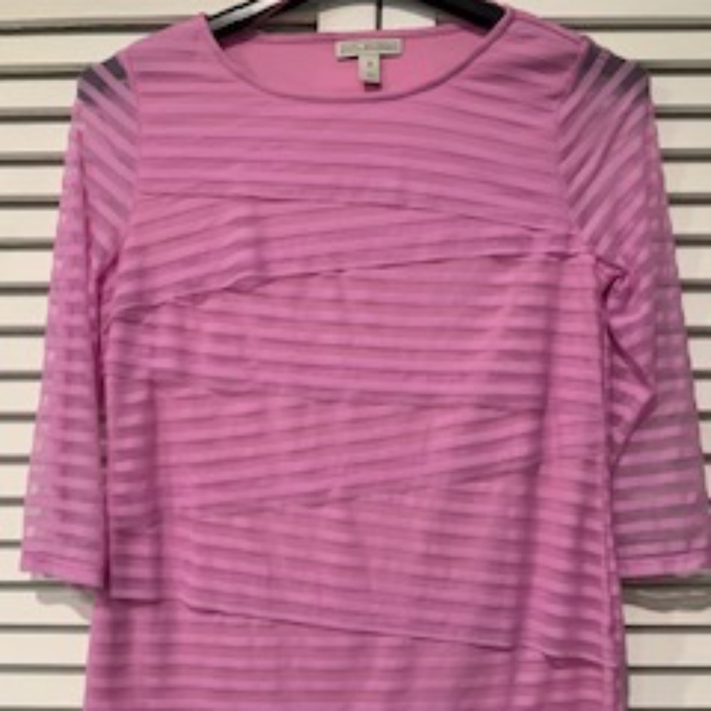 Dana Buchman, Sheer Long Sleeves, Pink Layered Top Size Medium